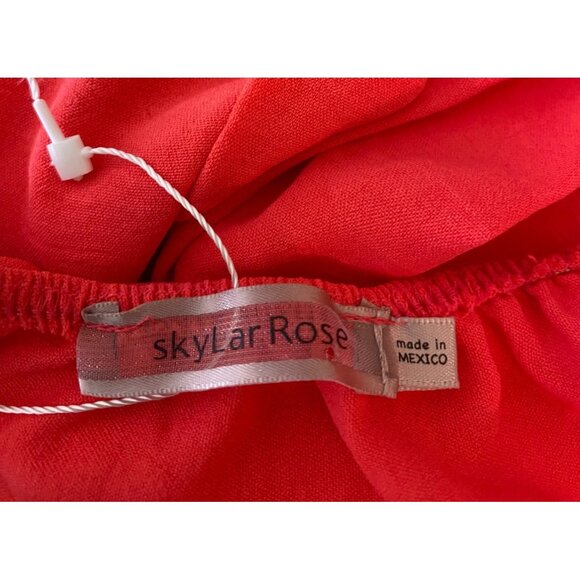 Skylar Rose Rose Strapless High Low Midi Red High-Low Ruffle Midi Skirt XS - Picture 5 of 12